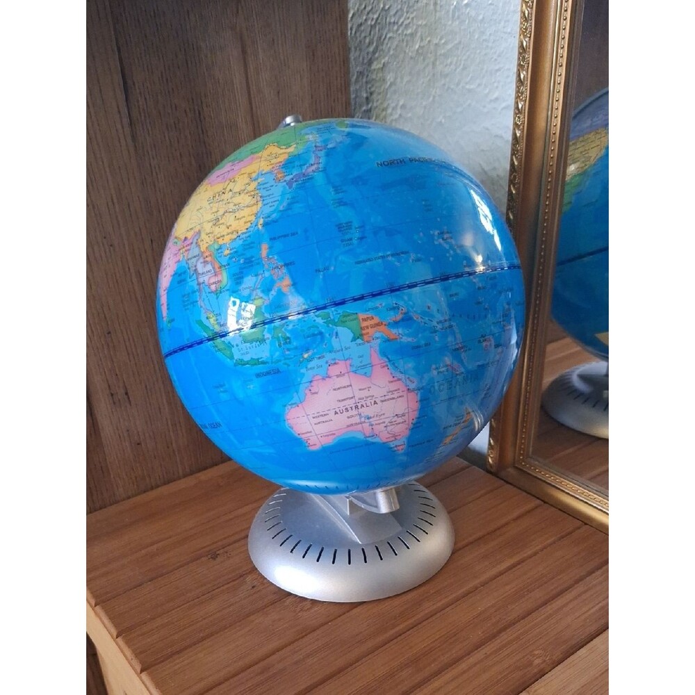 Blue World Nightlight Globe on Silver Stand